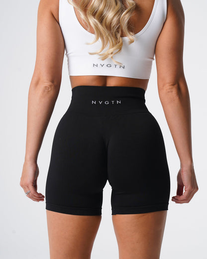 Women Black Solid Seamless Shorts | NVGTN