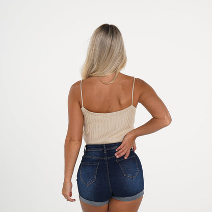 Women Beige Breezy n' Beautiful Knit Tank | NVGTN