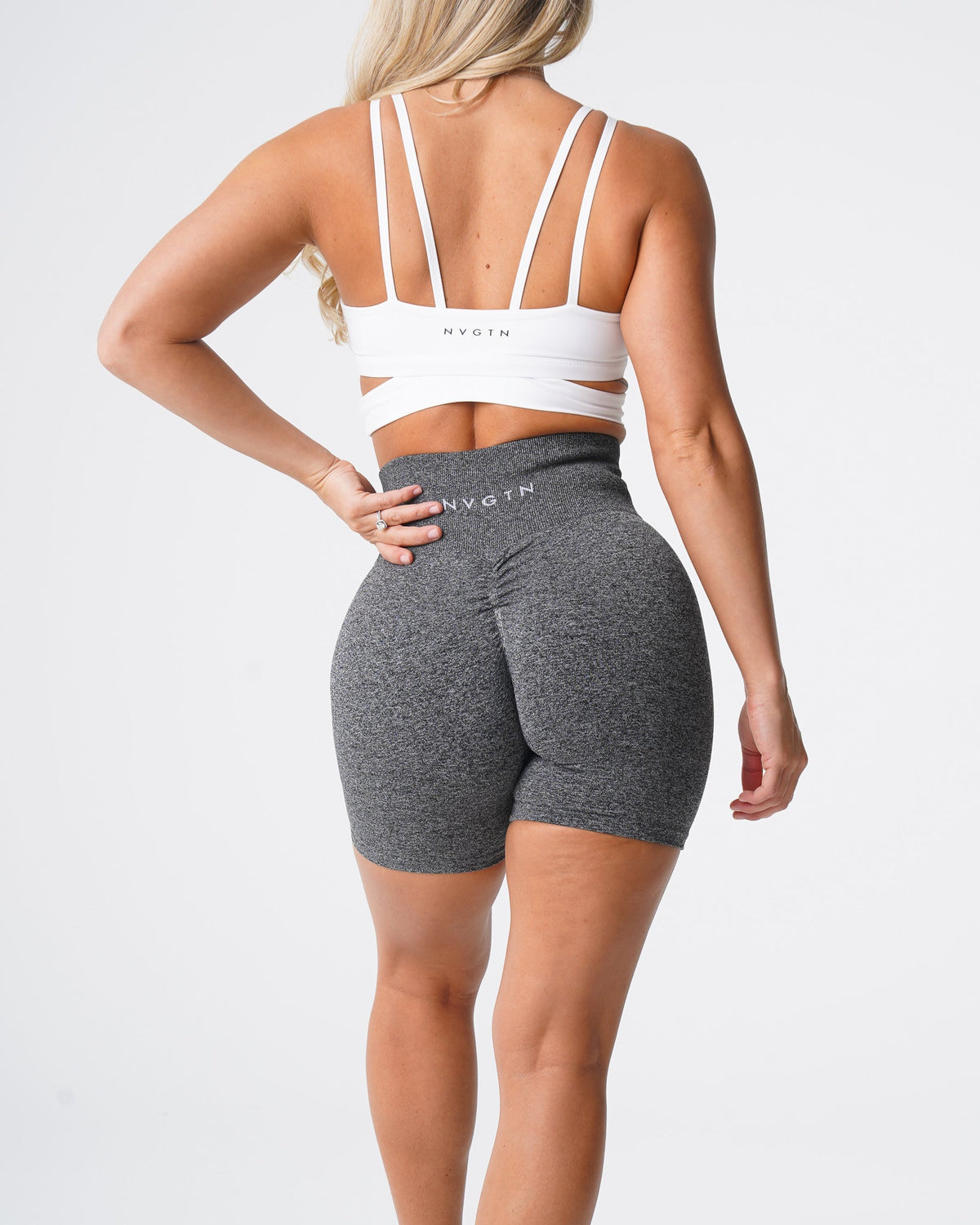 Women Black Speckled Scrunch Seamless Shorts | NVGTN