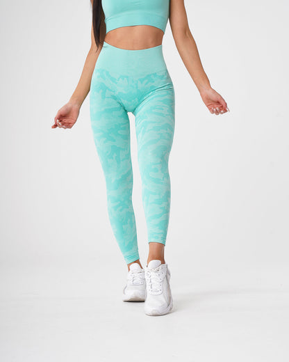 Women Mint Camo Seamless Leggings | NVGTN