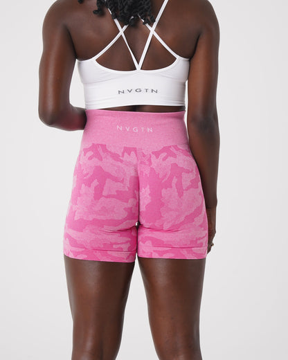 Women Bubble Gum Pink Camo Seamless Shorts | NVGTN