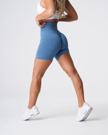 Women Sky Blue Scrunch Seamless Shorts | NVGTN