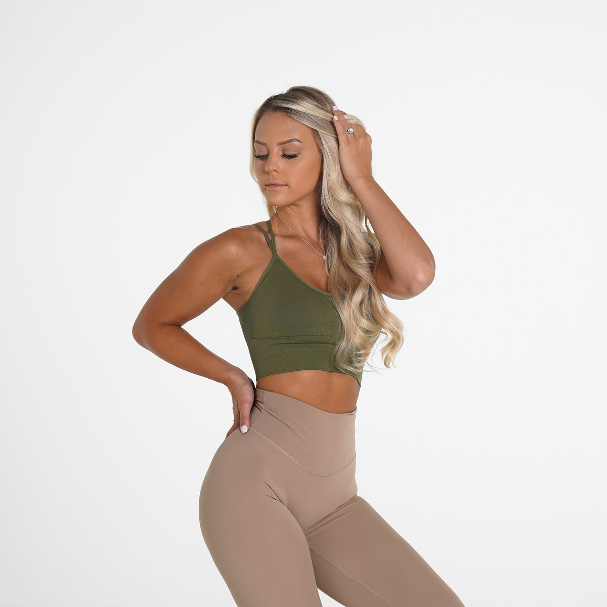 Women Khaki Green Flourish Seamless Bra | NVGTN