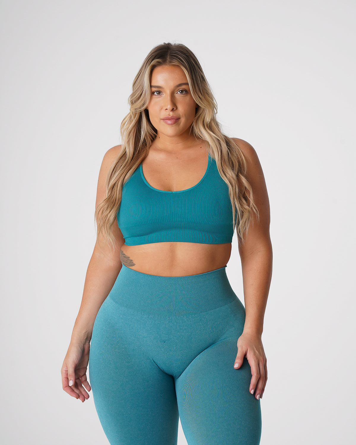 Women Teal Galaxy Ribbed Seamless Bra | NVGTN