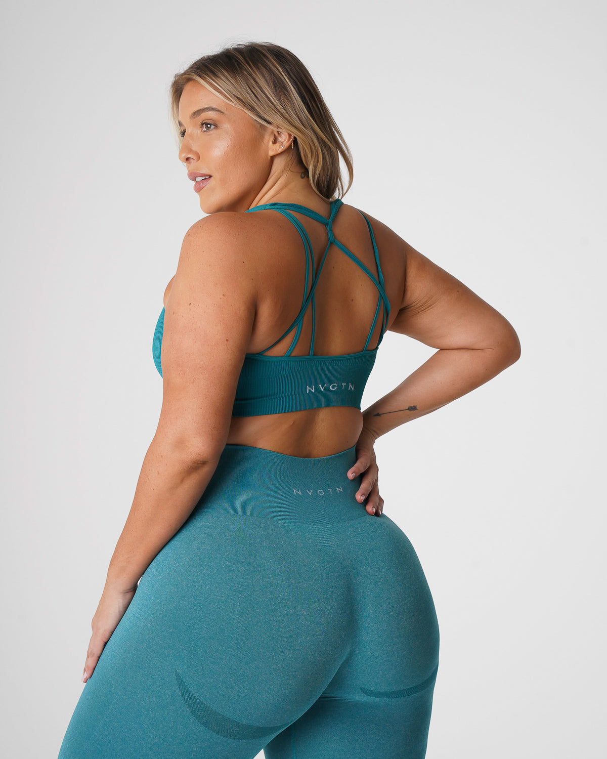 Women Teal Galaxy Ribbed Seamless Bra | NVGTN