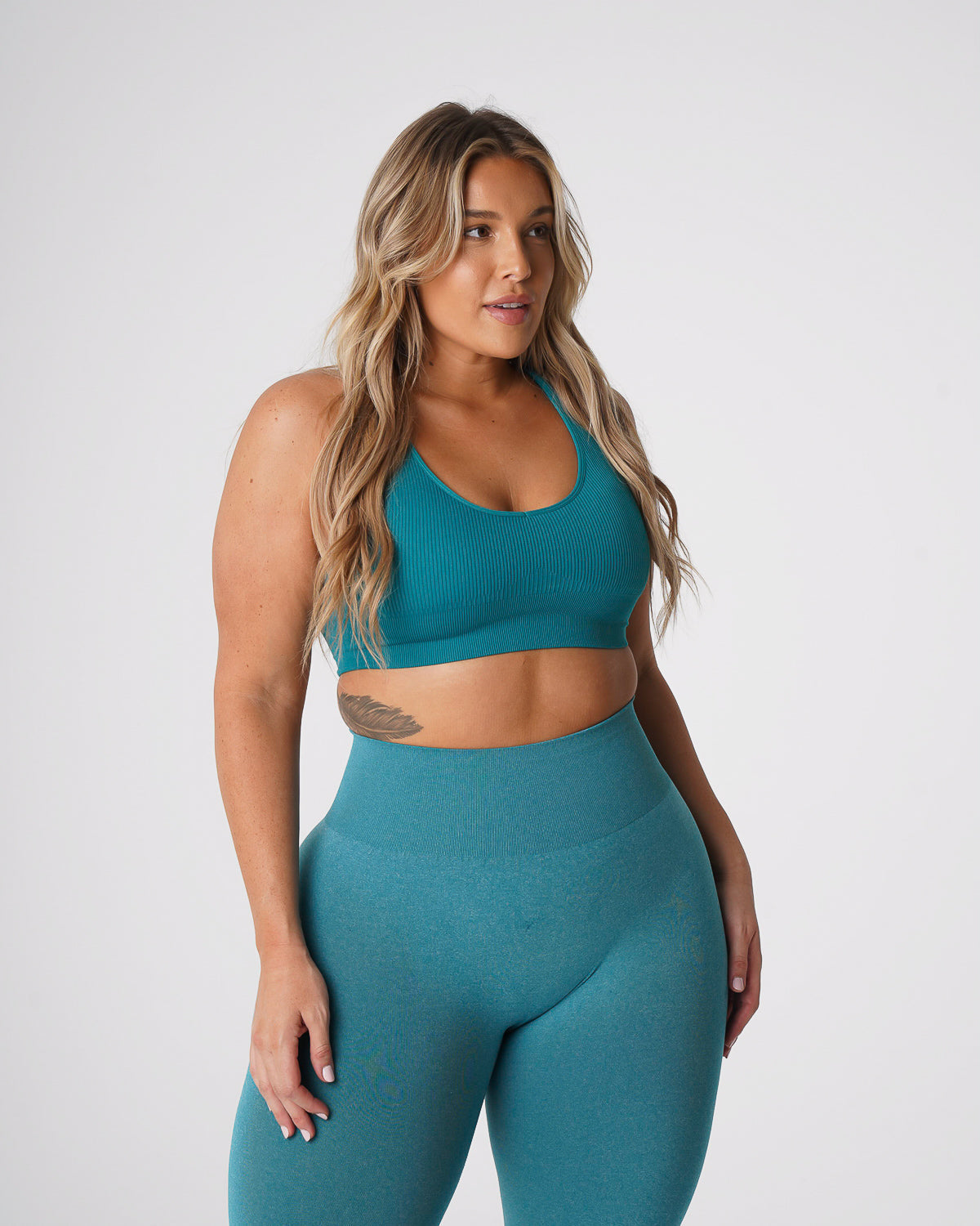 Women Teal Galaxy Ribbed Seamless Bra | NVGTN