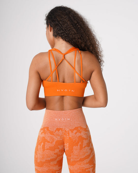 Women Burnt Orange Galaxy Ribbed Seamless Bra | NVGTN