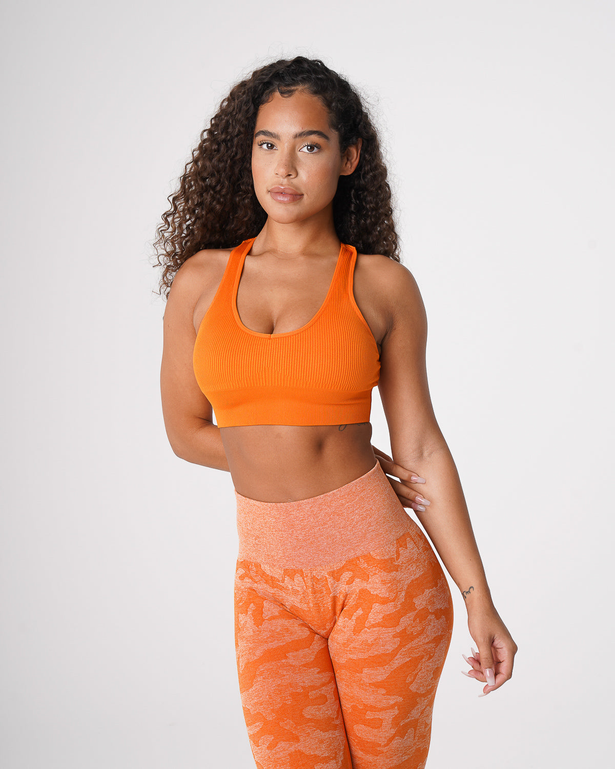 Women Burnt Orange Galaxy Ribbed Seamless Bra | NVGTN