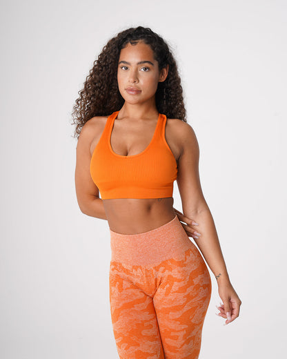 Women Burnt Orange Galaxy Ribbed Seamless Bra | NVGTN