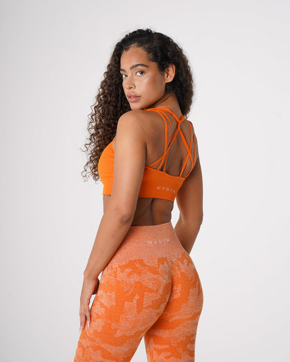 Women Burnt Orange Galaxy Ribbed Seamless Bra | NVGTN