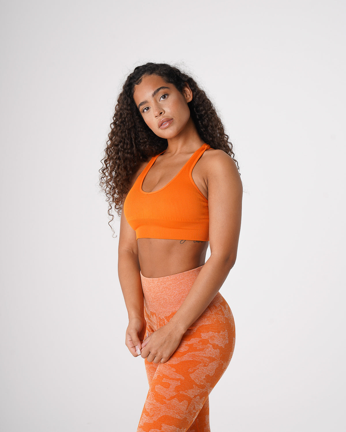 Women Burnt Orange Galaxy Ribbed Seamless Bra | NVGTN