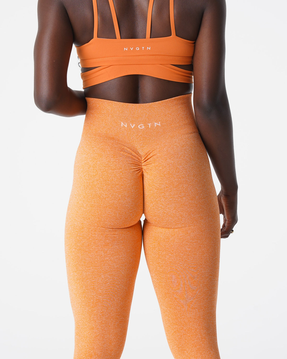 Women Sunset Orange Scrunch Seamless Leggings | NVGTN