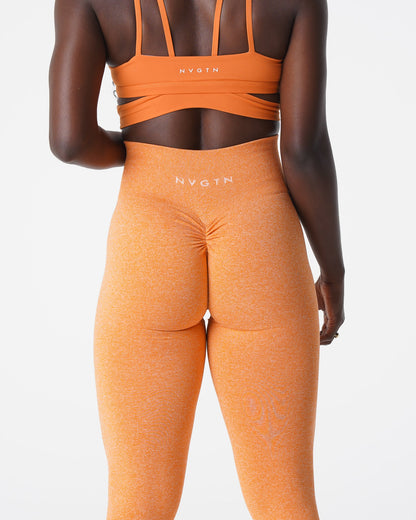 Women Sunset Orange Scrunch Seamless Leggings | NVGTN