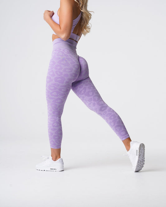 Women Lilac Leopard Seamless Leggings | NVGTN