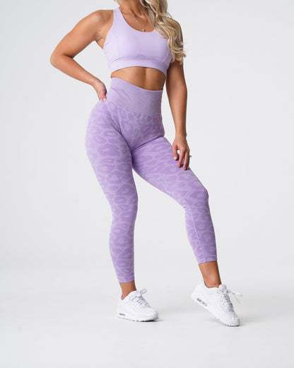 Women Lilac Leopard Seamless Leggings | NVGTN