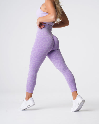 Women Lilac Leopard Seamless Leggings | NVGTN