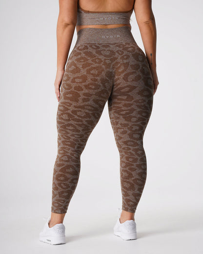 Women Mocha Leopard Seamless Leggings | NVGTN