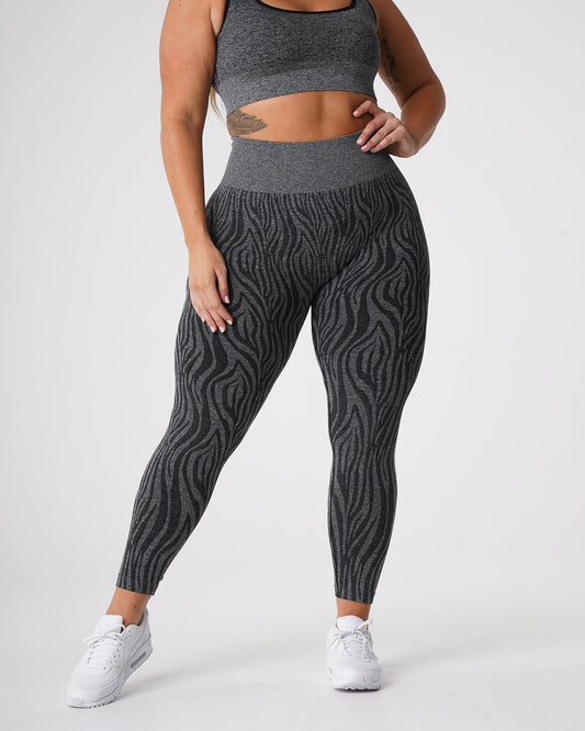 Women Black Speckled Zebra Seamless Leggings | NVGTN