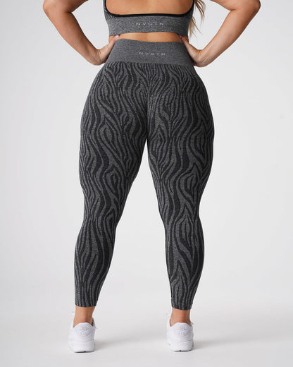 Women Black Speckled Zebra Seamless Leggings | NVGTN