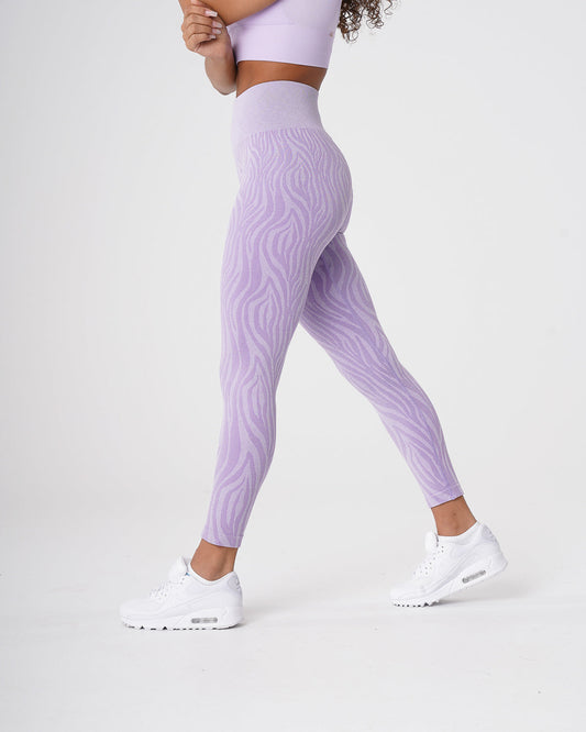 Women Lilac Zebra Seamless Leggings | NVGTN