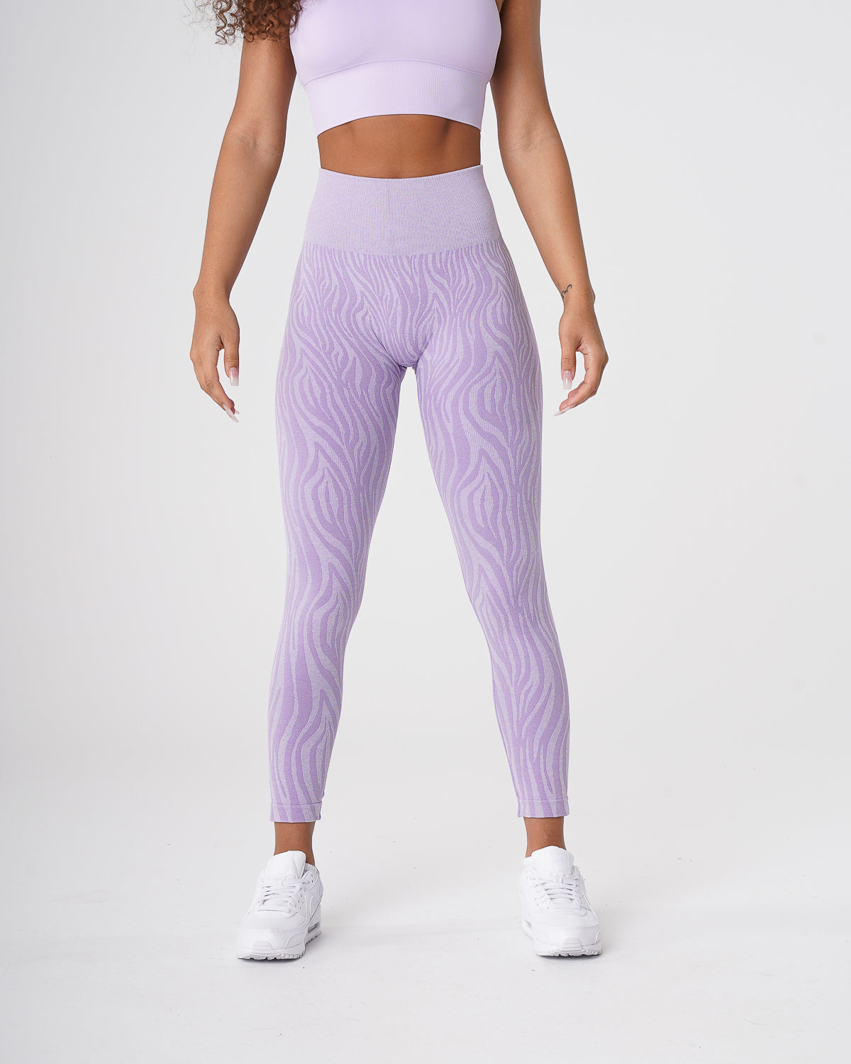 Women Lilac Zebra Seamless Leggings | NVGTN