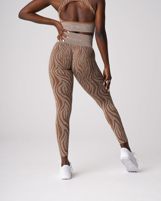 Women Mocha Zebra Seamless Leggings | NVGTN