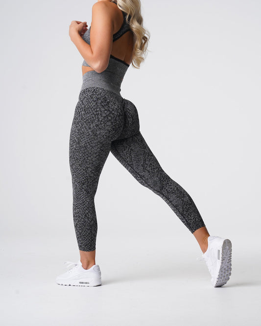 Women Black Speckled Snakeskin Seamless Leggings | NVGTN