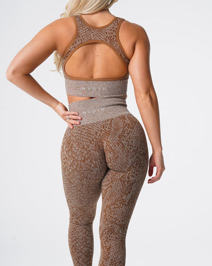 Women Mocha Snakeskin Seamless Leggings | NVGTN