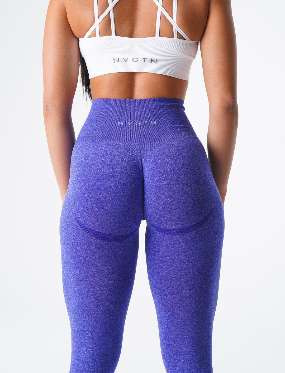 Women Electric Blue Curve Seamless Leggings | NVGTN