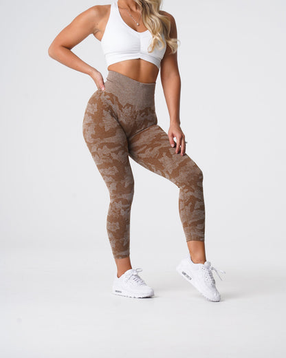 Women Mocha Camo Seamless Leggings | NVGTN