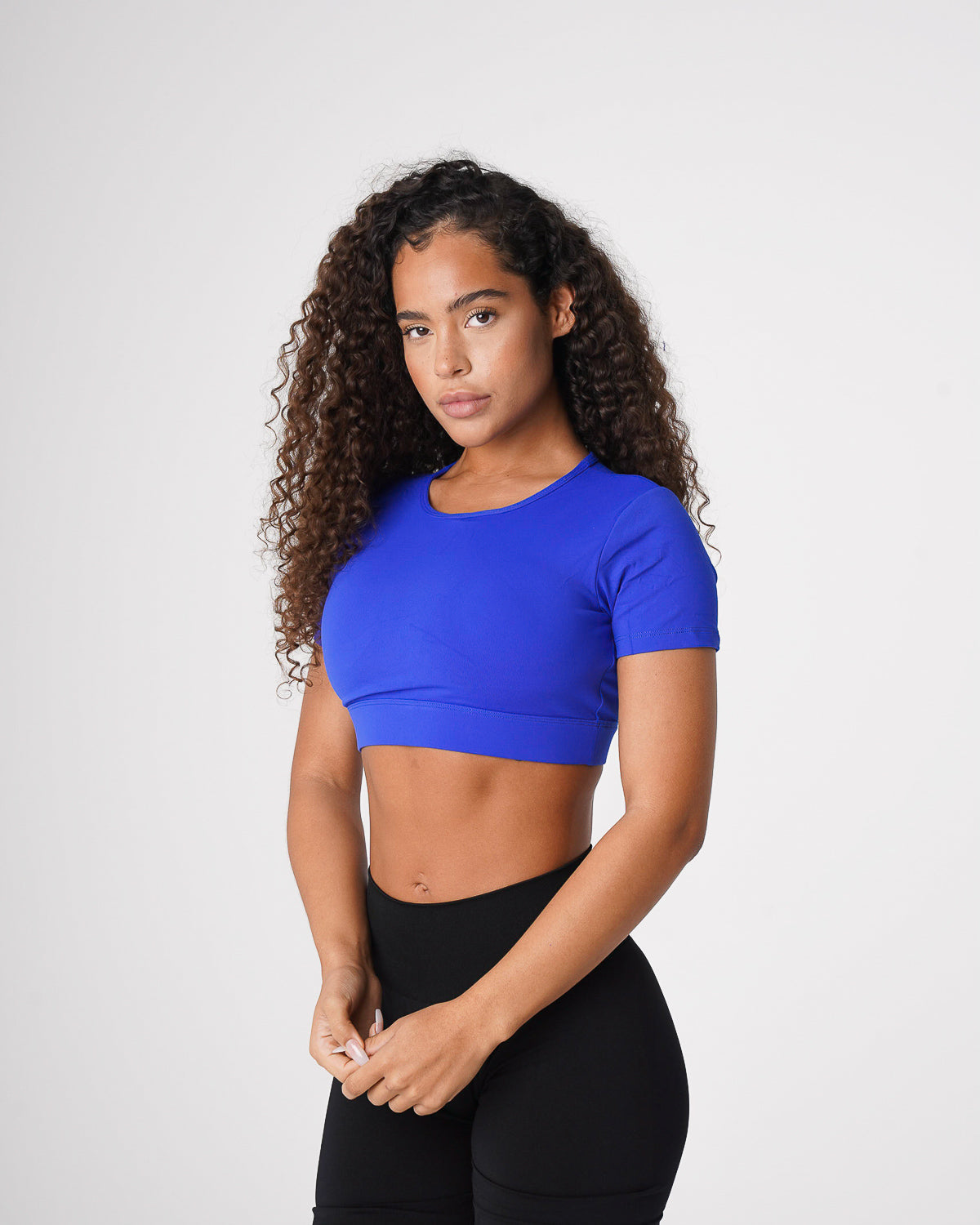 Women Sapphire Blue Open Back Tee | NVGTN