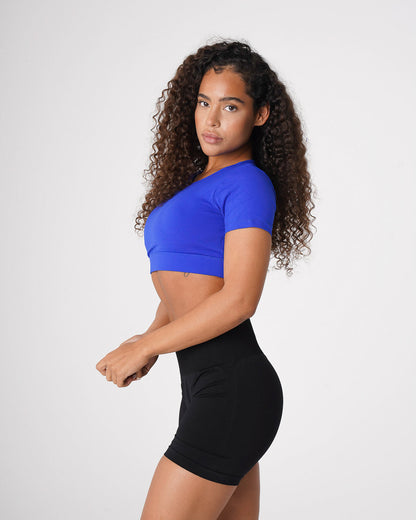 Women Sapphire Blue Open Back Tee | NVGTN