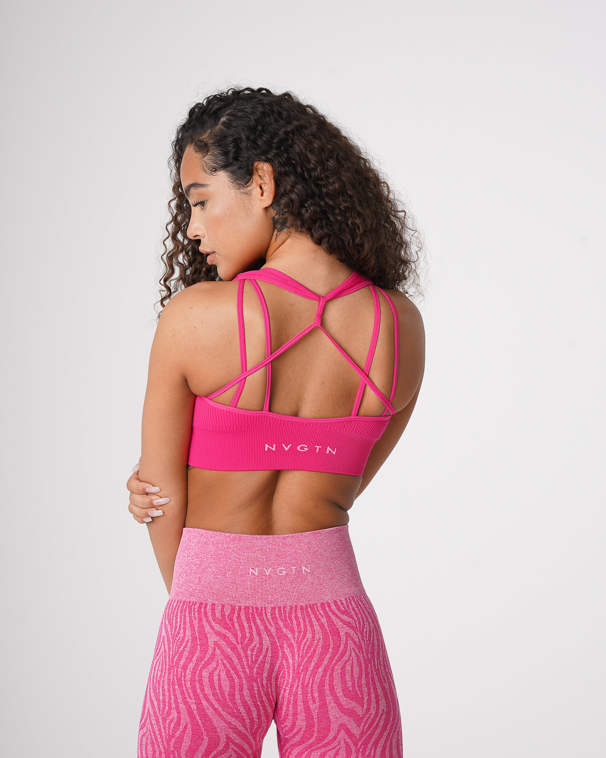 Women Fuchsia Galaxy Ribbed Seamless Bra | NVGTN