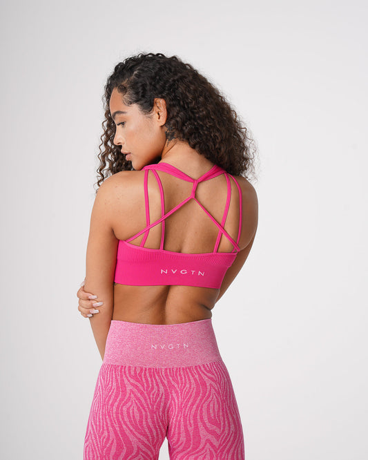 Women Fuchsia Galaxy Ribbed Seamless Bra | NVGTN