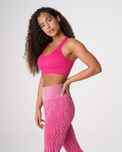 Women Fuchsia Galaxy Ribbed Seamless Bra | NVGTN