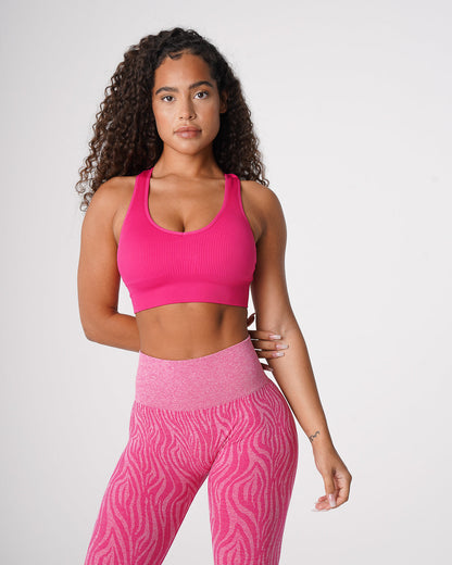 Women Fuchsia Galaxy Ribbed Seamless Bra | NVGTN