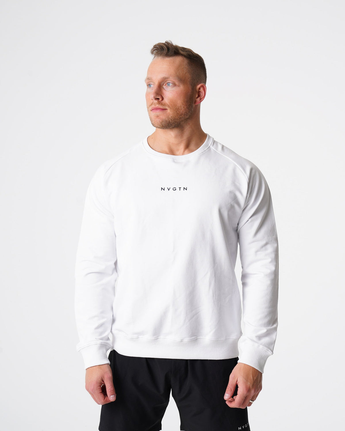 Men White Crew Neck Sweatshirt | NVGTN