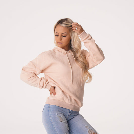 Women Beige Essential Drop Shoulder Hoodie | NVGTN