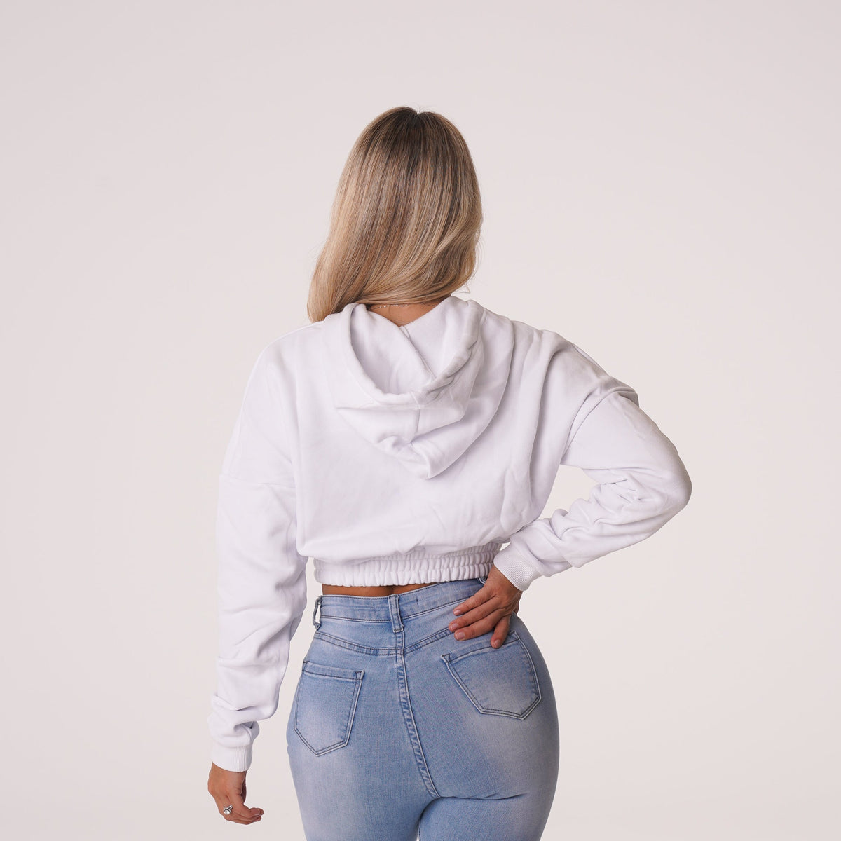 Women White Cozy Vibes Drop Shoulder Cropped Hoodie | NVGTN