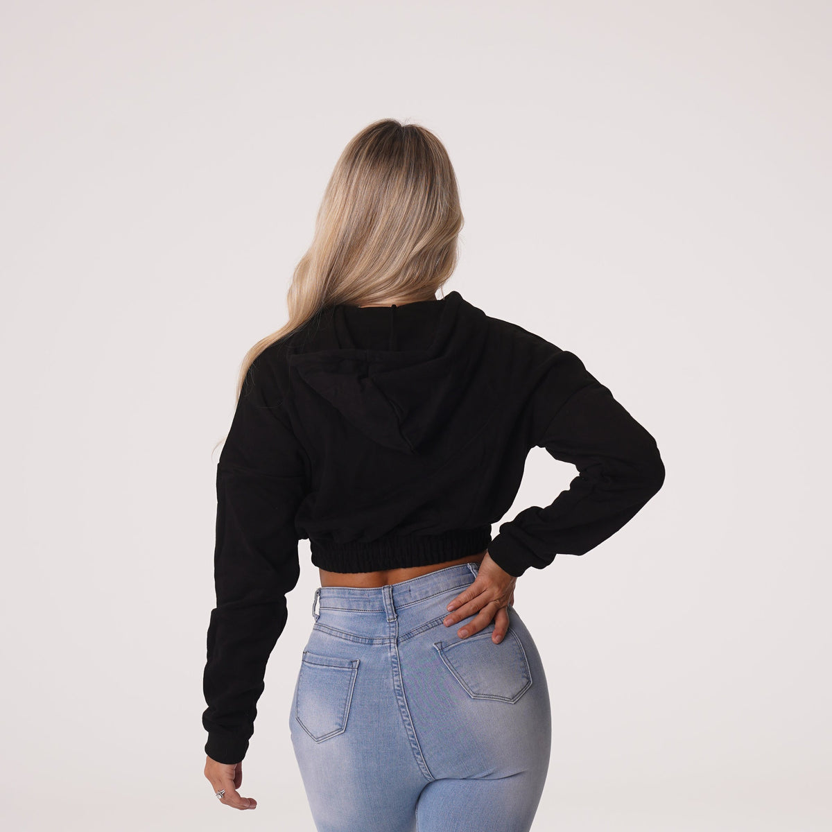 Women Black Cozy Vibes Drop Shoulder Cropped Hoodie | NVGTN