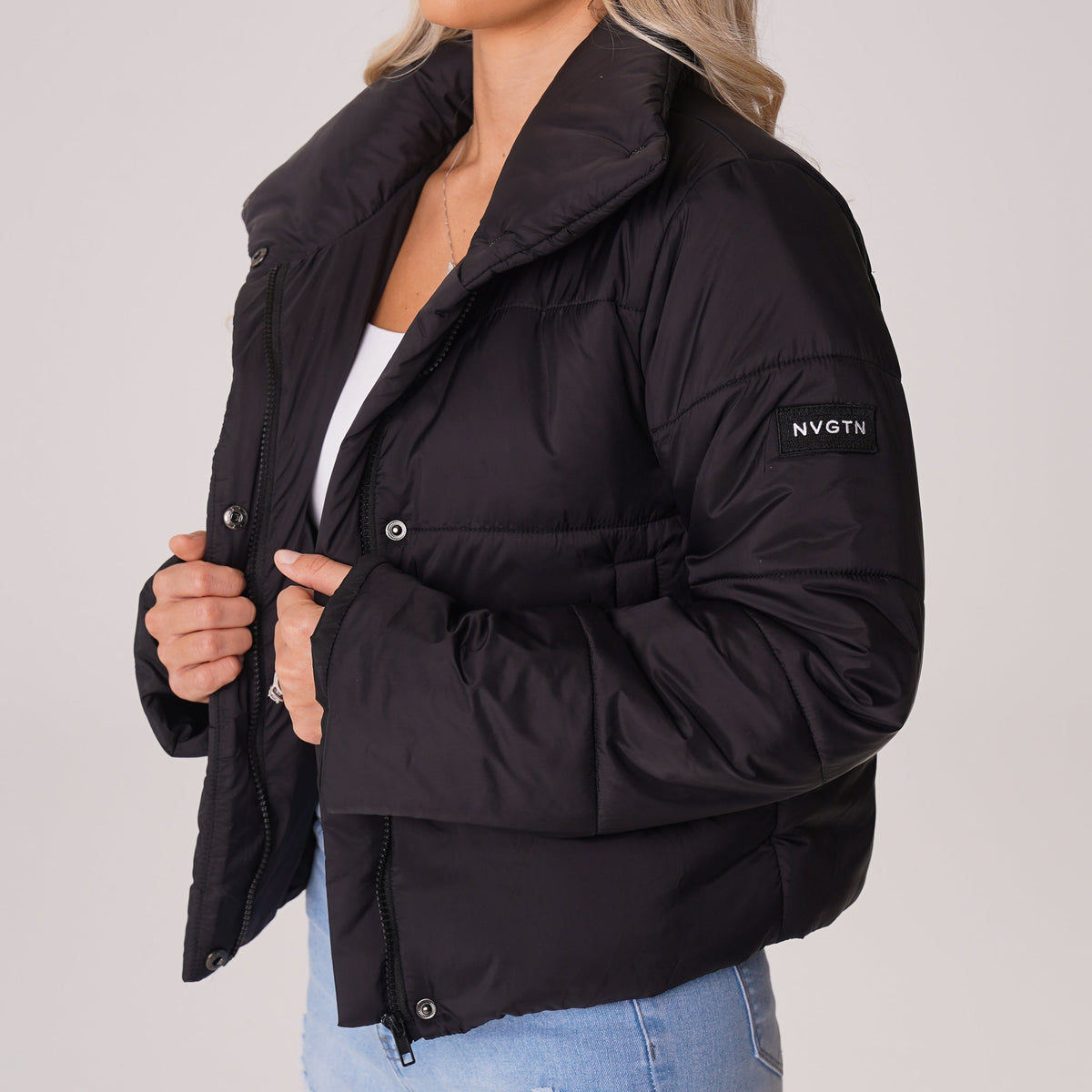 Women Black Winter Nights Puffer Jacket | NVGTN