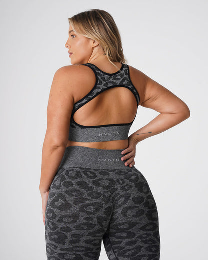 Women Black Speckled Leopard Eclipse Seamless Bra | NVGTN