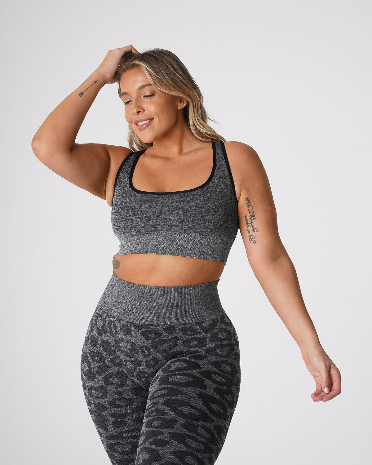 Women Black Speckled Leopard Eclipse Seamless Bra | NVGTN