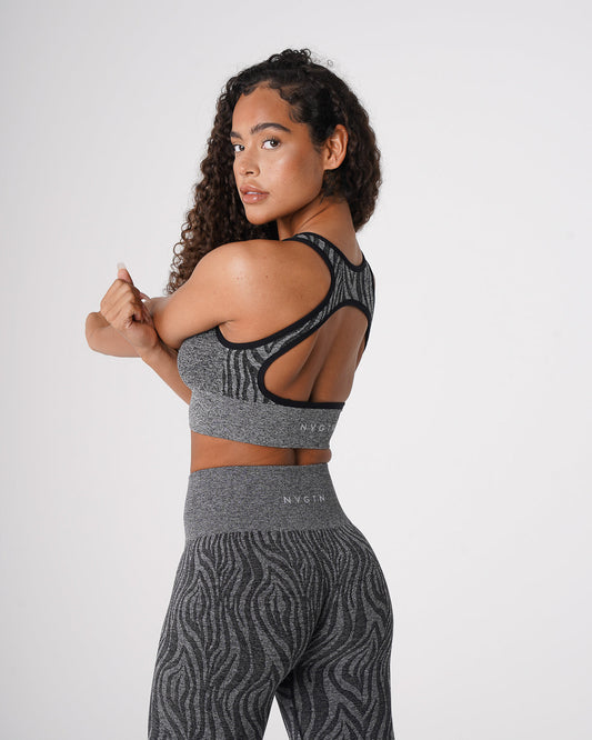 Women Black Speckled Zebra Eclipse Seamless Bra | NVGTN