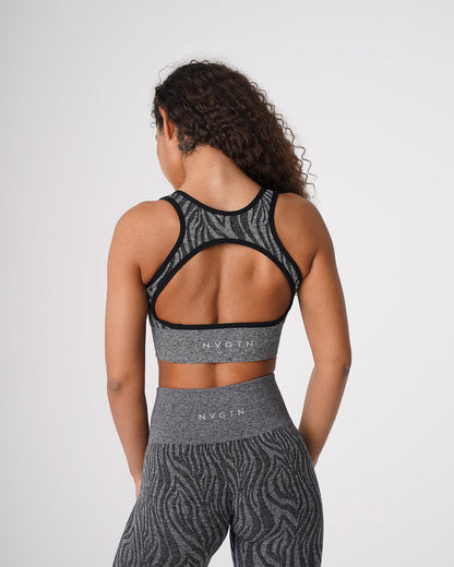 Women Black Speckled Zebra Eclipse Seamless Bra | NVGTN