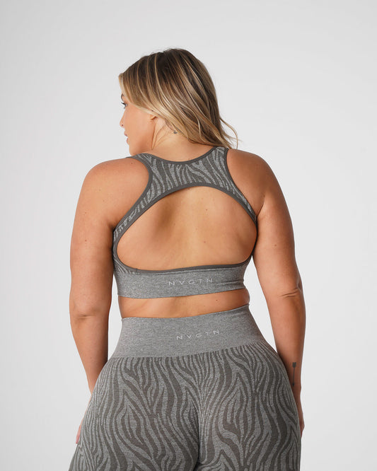 Women Khaki Green Zebra Eclipse Seamless Bra | NVGTN