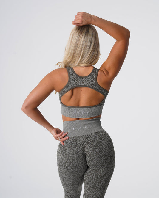 Women Khaki Green Snakeskin Eclipse Seamless Bra | NVGTN