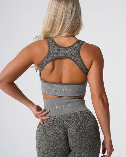 Women Khaki Green Snakeskin Eclipse Seamless Bra | NVGTN