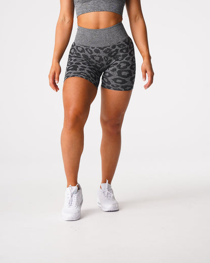 Women Black Speckled Leopard Seamless Shorts | NVGTN