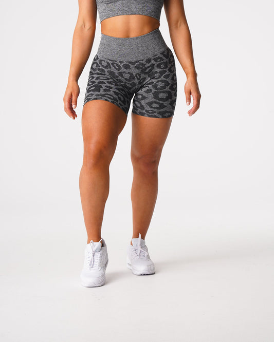Women Black Speckled Leopard Seamless Shorts | NVGTN